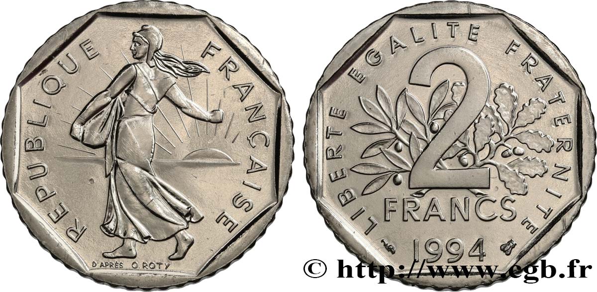 2 francs Semeuse, nickel, Brillant Universel 1994 Pessac F.272/22 FDC