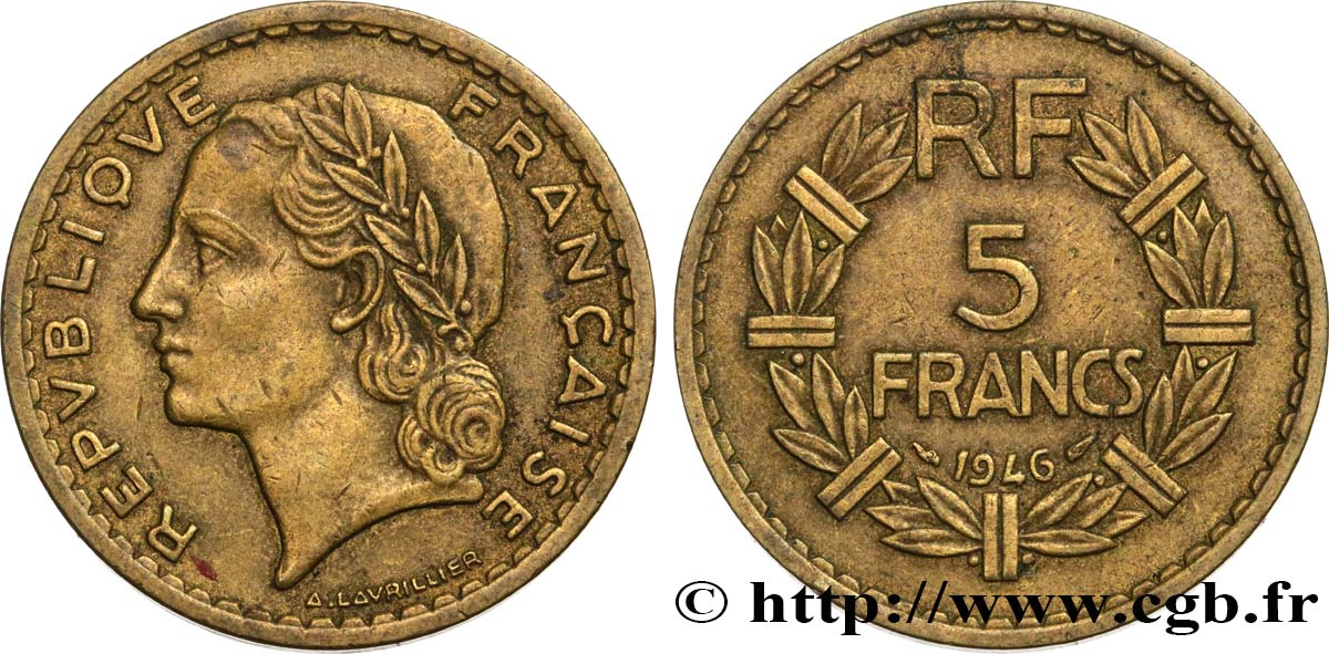 5 francs Lavrillier, bronze-aluminium 1946 F.337/7 TTB45