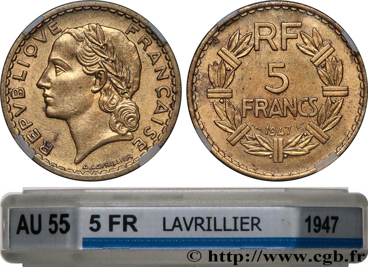 5 francs Lavrillier, bronze-aluminium 1947  F.337/9 AU55 GENI