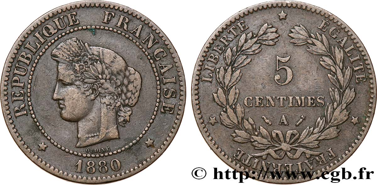 5 centimes Cérès 1880 Paris F.118/21 MB25