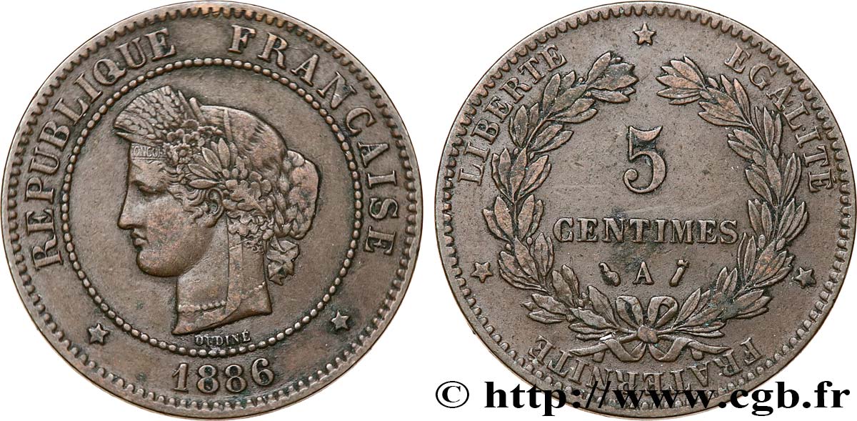 5 centimes Cérès 1886 Paris F.118/28 TB35