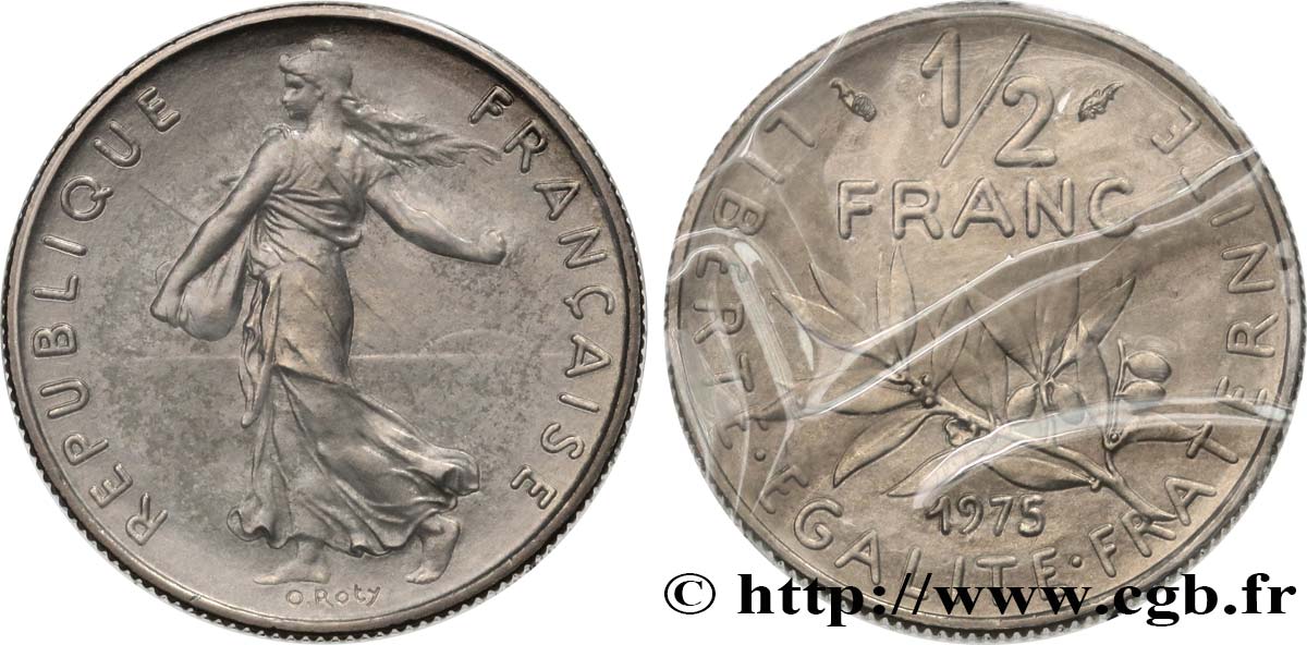 1/2 franc Semeuse 1975 Pessac F.198/14 MS