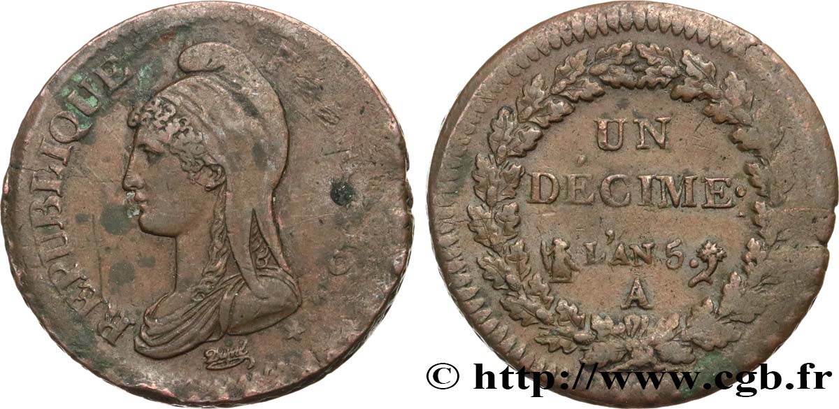 Un décime Dupré, grand module 1797 Paris F.129/1 TTB45