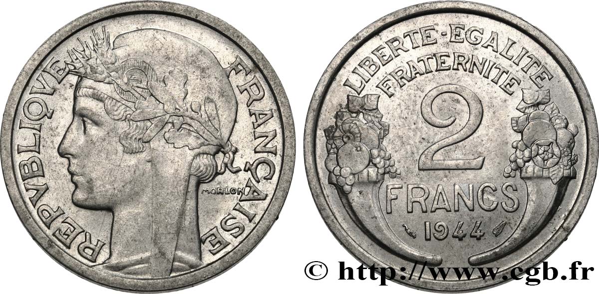 2 francs Morlon, aluminium 1944 F.269/4 SUP55