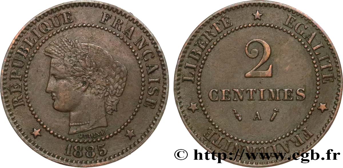 2 centimes Cérès 1885 Paris F.109/10 TB35
