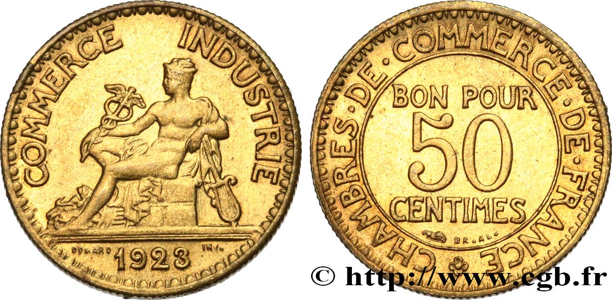 50 centimes Chambres de Commerce 1923 Paris F.191/5 SUP58