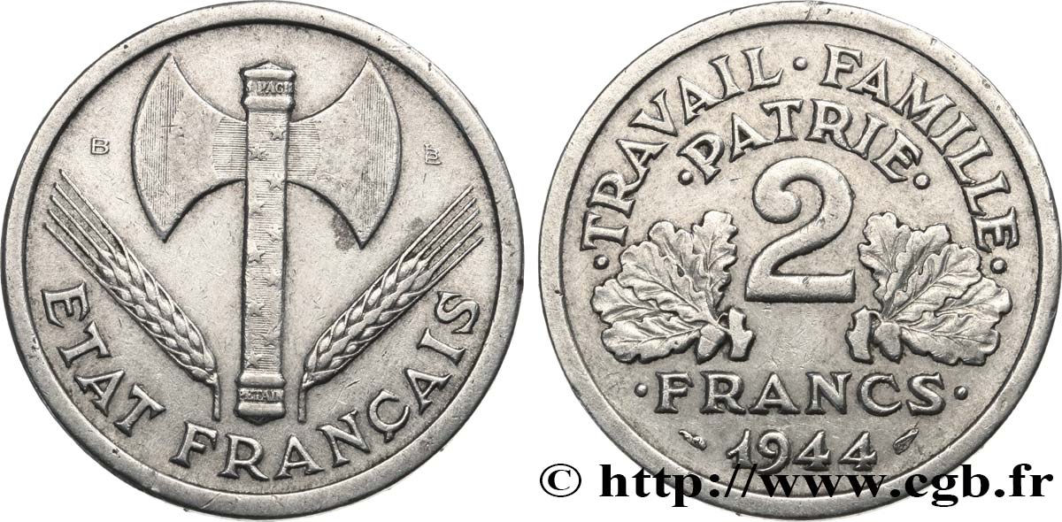 2 francs Francisque 1944 Beaumont-Le-Roger F.270/5 TTB45