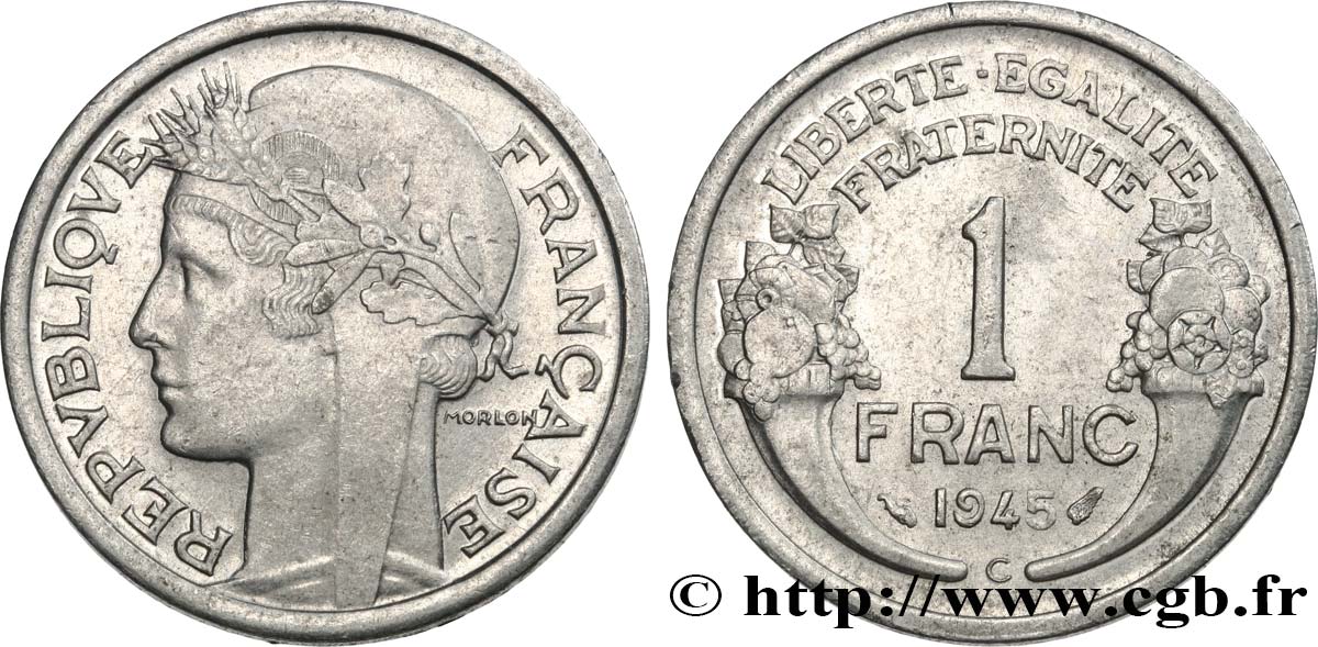 1 franc Morlon, légère 1945 Castelsarrasin F.221/8 XF