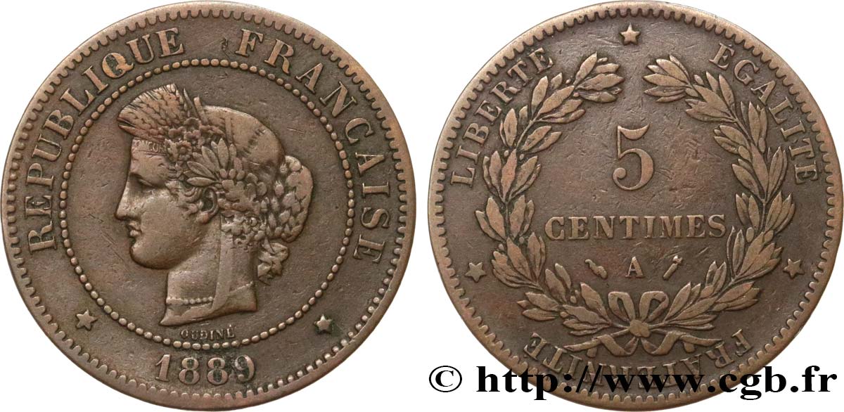 5 centimes Cérès 1889 Paris F.118/31 S25