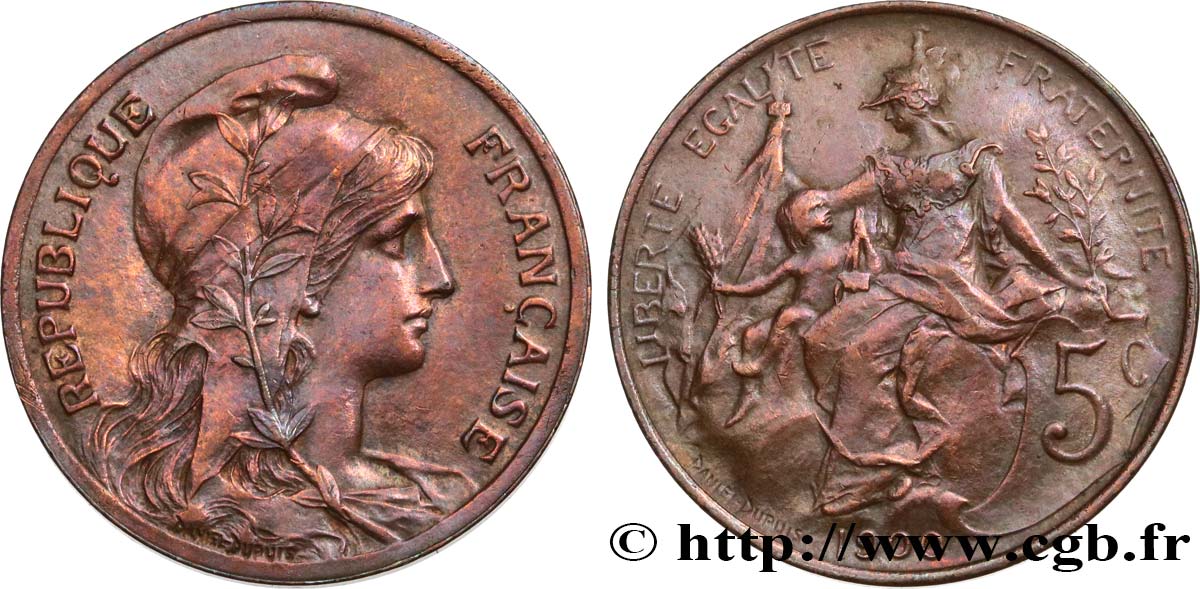 5 centimes Daniel-Dupuis 1900 F.119/9 AU50