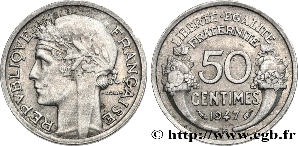 50 centimes Morlon, légère 1947 Beaumont-le-Roger F.194/11 TTB45