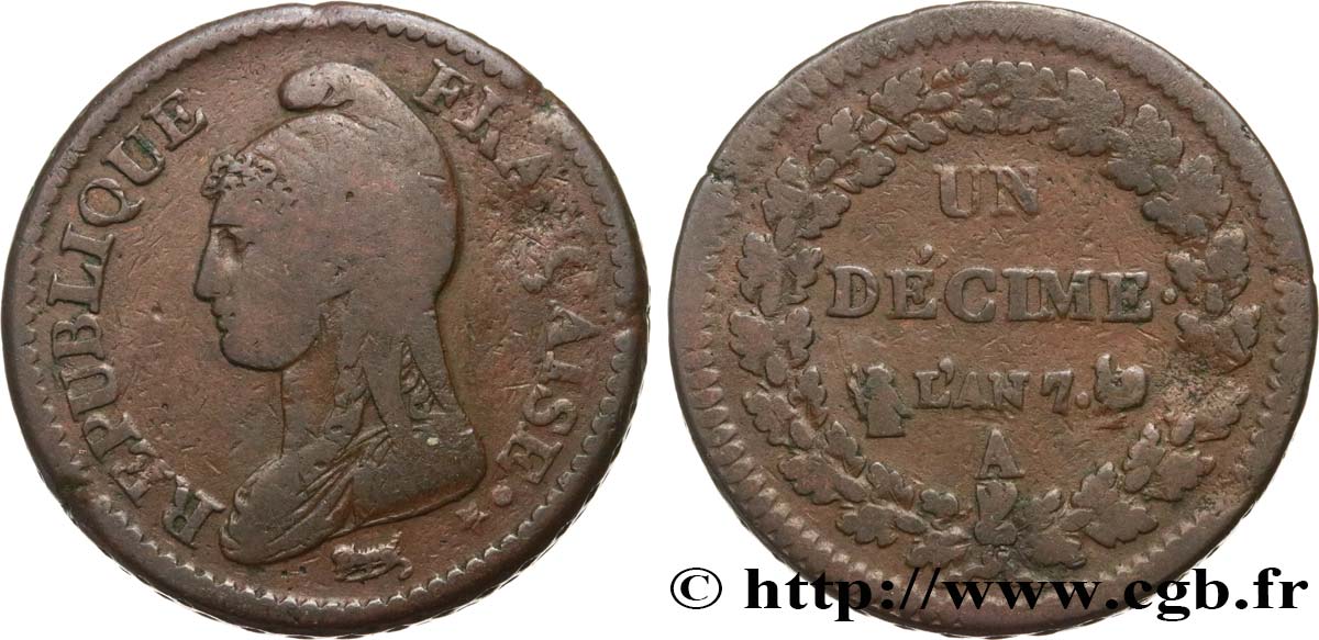Un décime Dupré, grand module 1799 Paris F.129/20 TB30