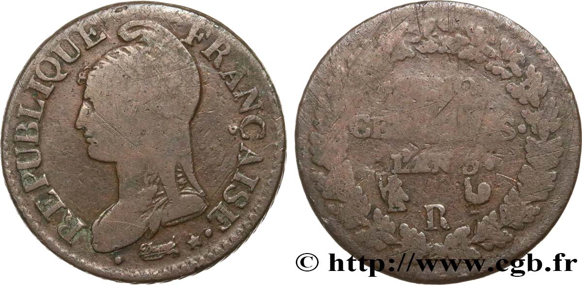 Cinq centimes Dupré, grand module 1797 Orléans F.115/28 SGE12
