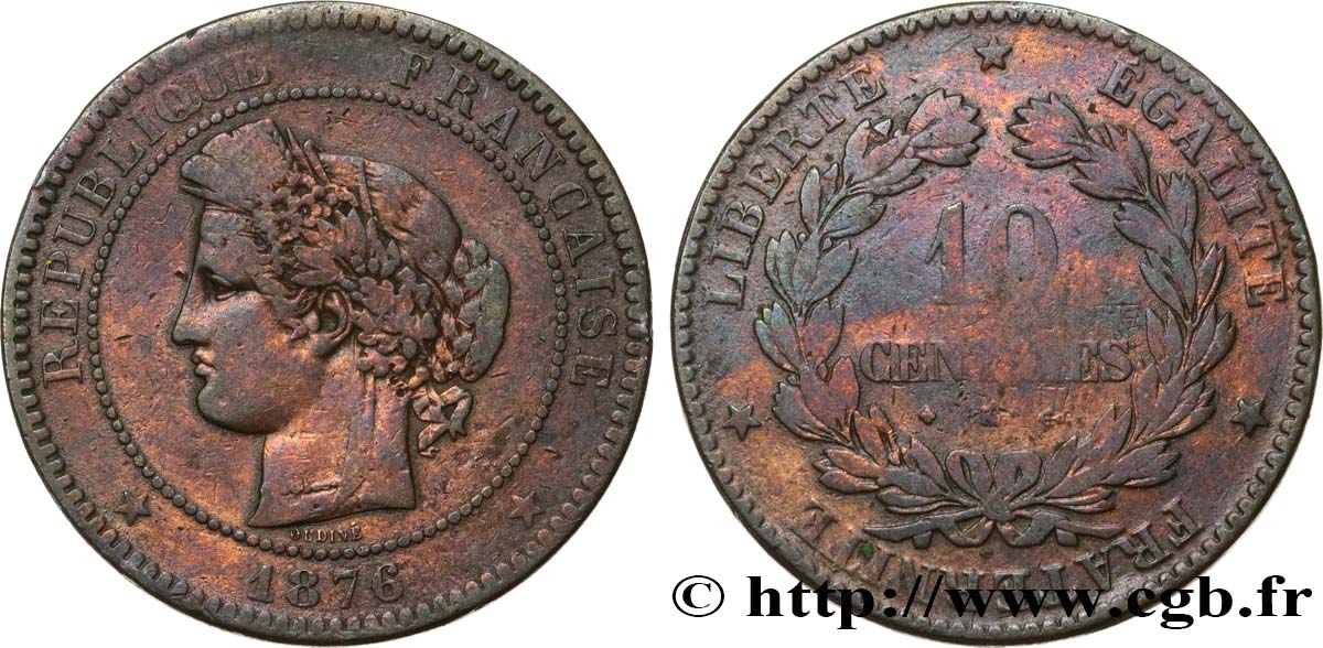 10 centimes Cérès 1876 Bordeaux F.135/17 RC12