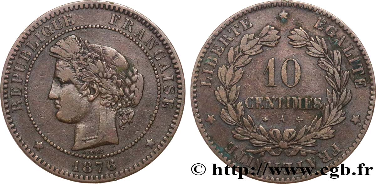 10 centimes Cérès 1876 Paris F.135/16 MB25 