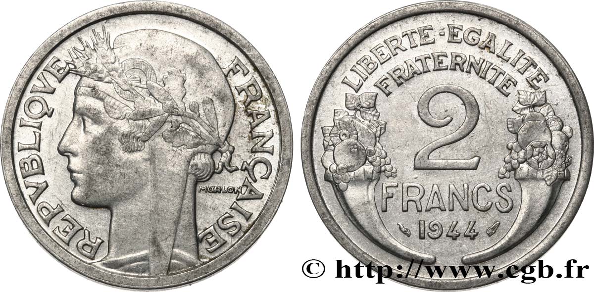 2 francs Morlon, aluminium 1944  F.269/4 SS50 