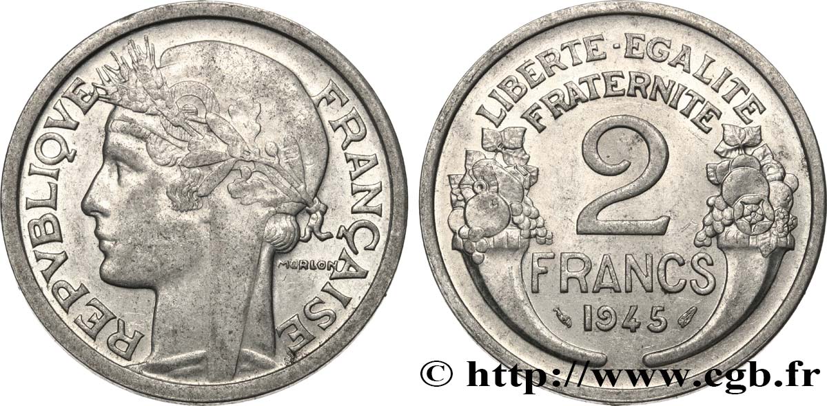 2 francs Morlon, aluminium 1945  F.269/5 SS53 