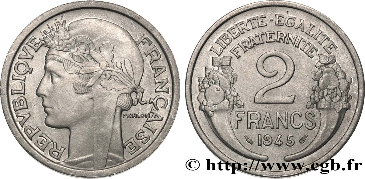 2 francs Morlon, aluminium 1945 F.269/5 MS63