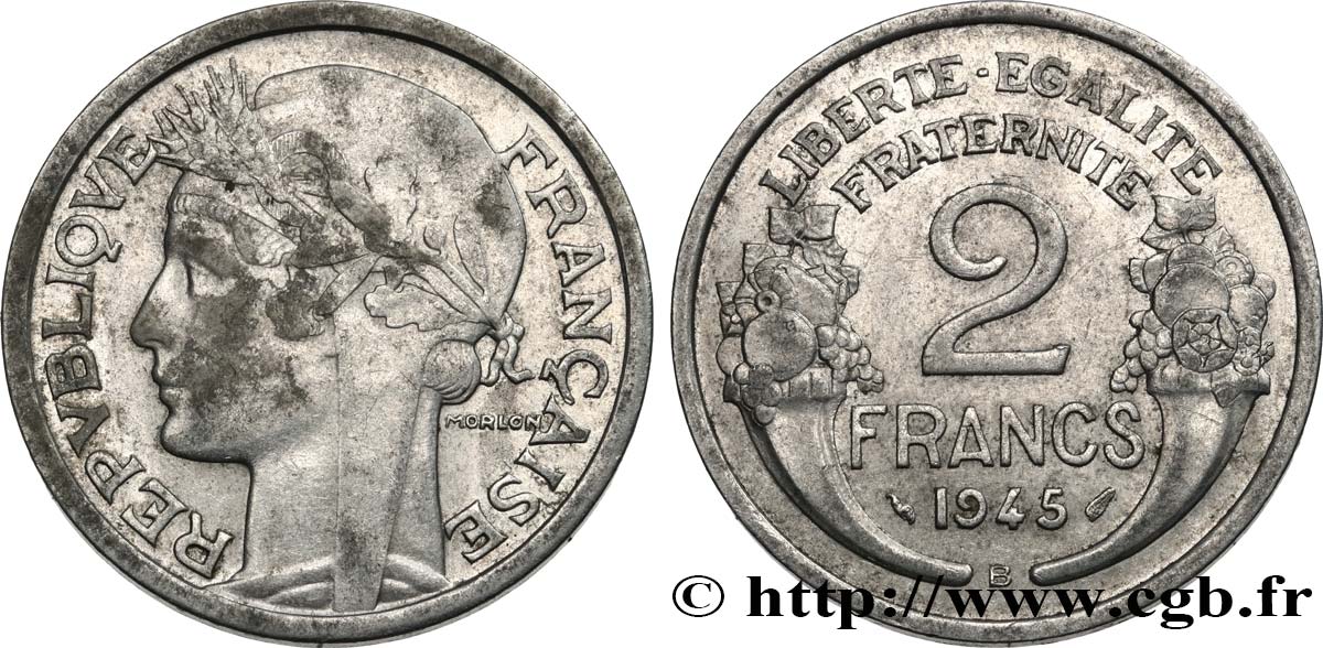 2 francs Morlon, aluminium 1945 Beaumont-Le-Roger F.269/6 TTB