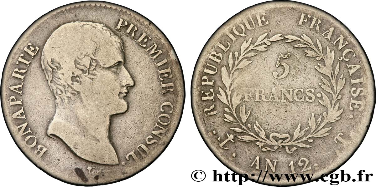 5 francs Bonaparte Premier Consul 1804 Nantes F.301/24 BC 