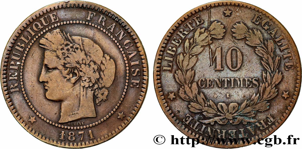 10 centimes Cérès 1871 Bordeaux F.135/7 F15 