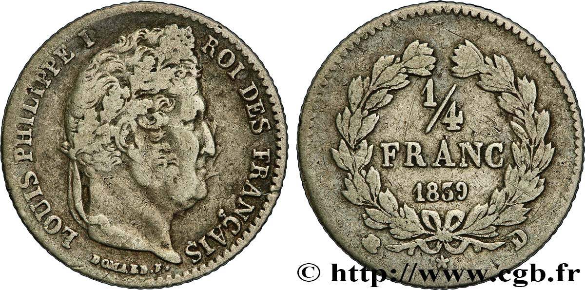 1/4 franc Louis-Philippe 1839 Lyon F.166/77 MB25 