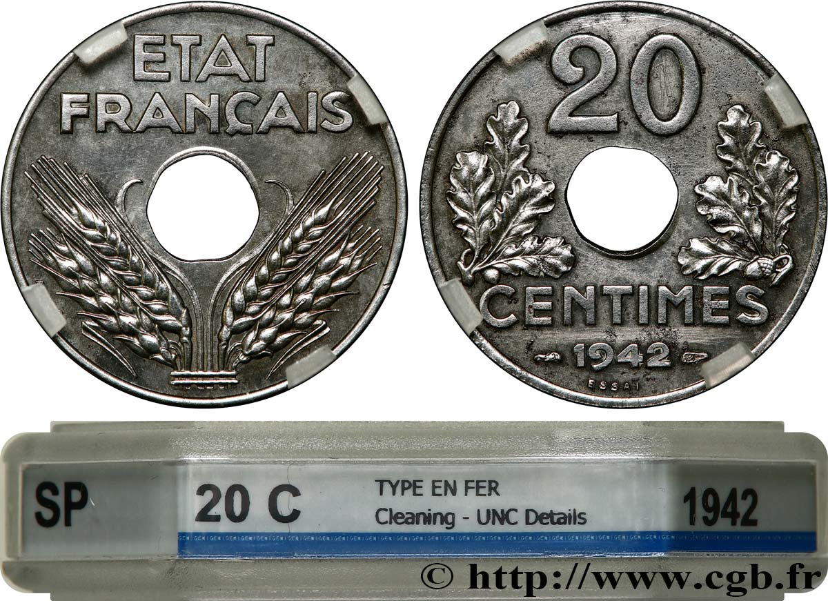 Essai de 20 centimes fer 1942 Paris F.154/2 fST GENI