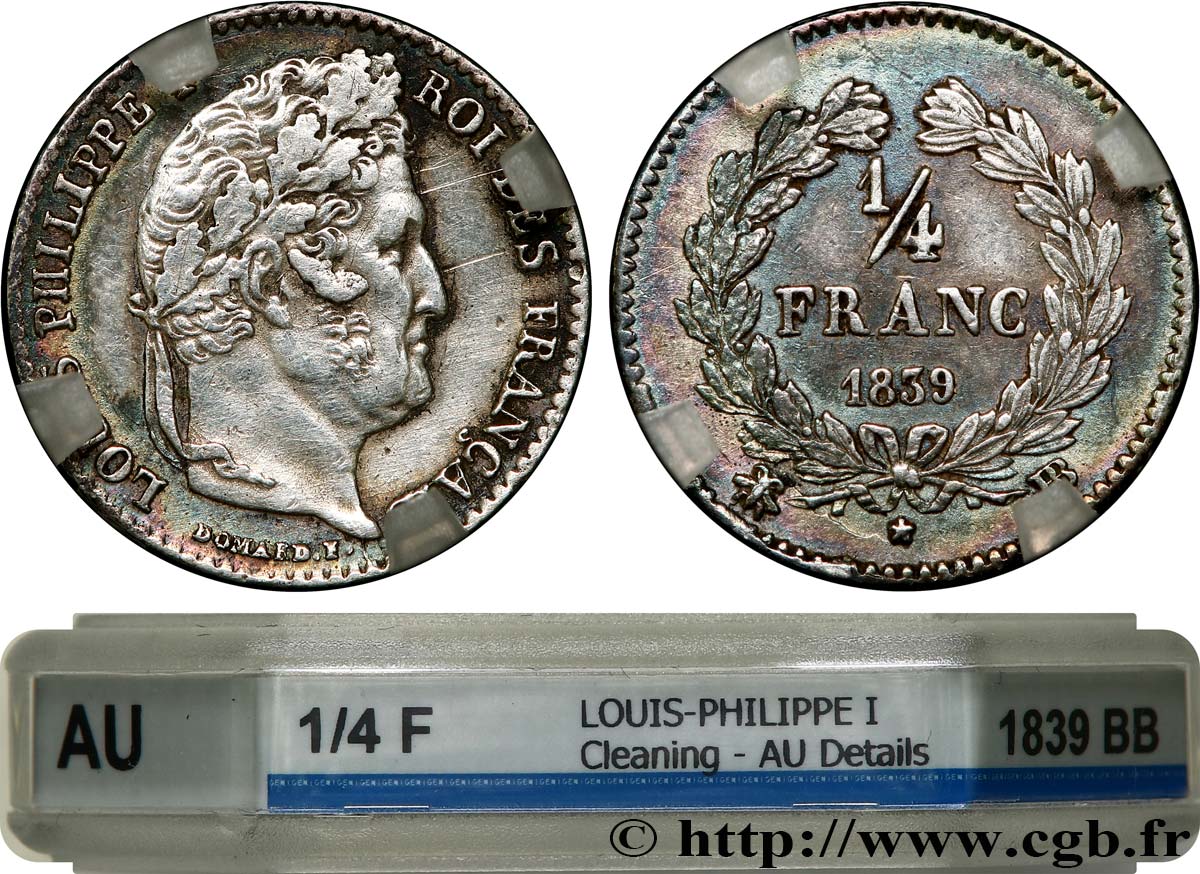 1/4 franc Louis-Philippe 1839 Strasbourg F.166/76 MBC GENI