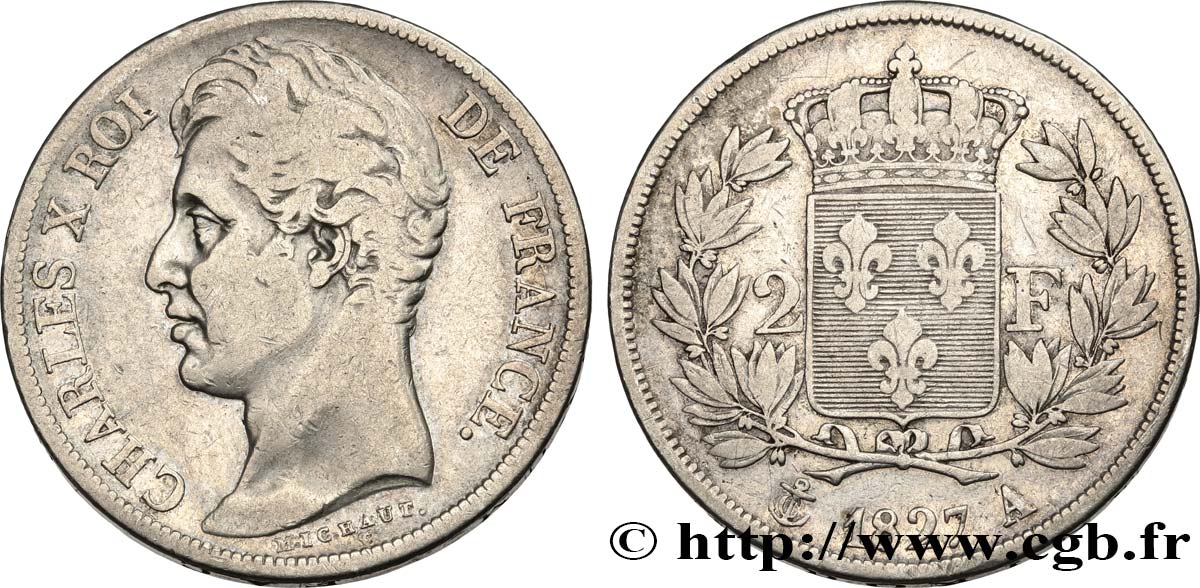 2 francs Charles X 1827 Paris F.258/24 VF25 
