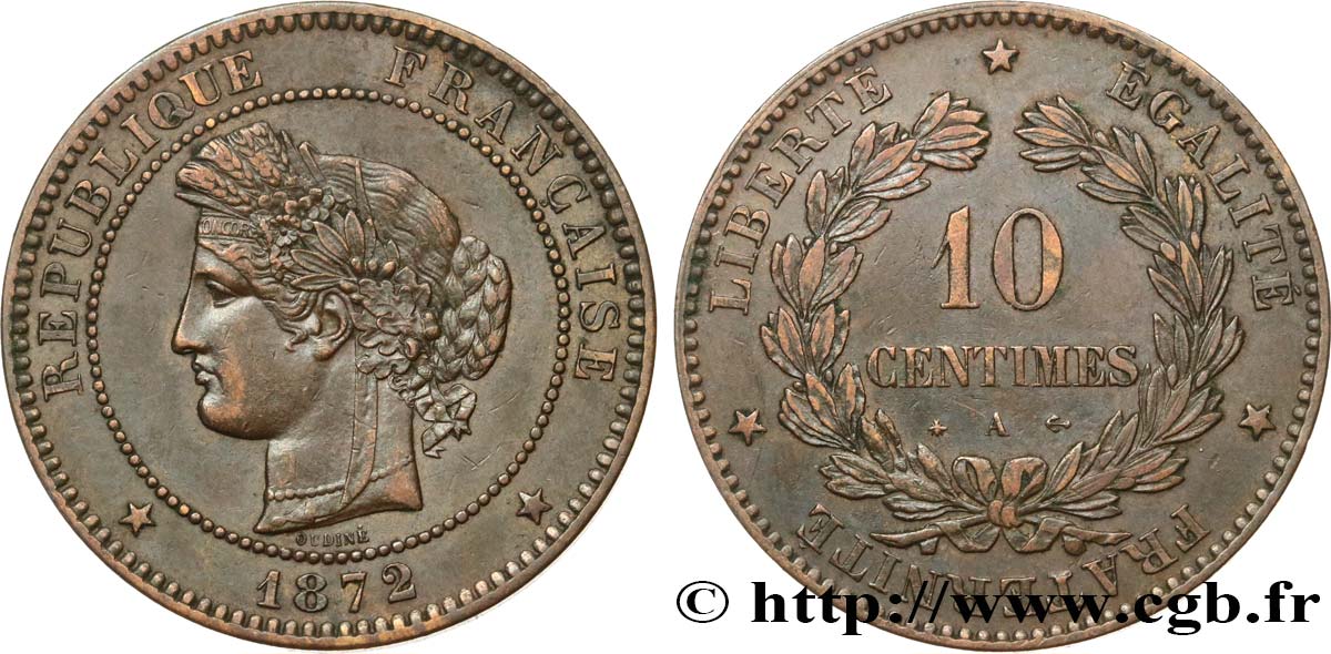 10 centimes Cérès 1872 Paris F.135/8 SS40 