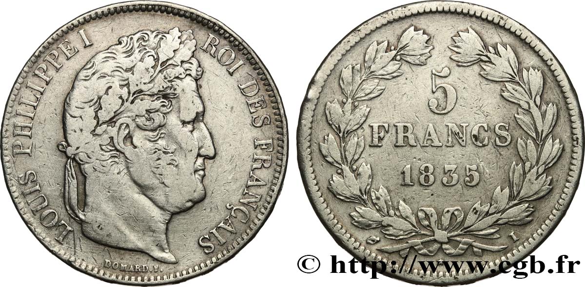 5 francs IIe type Domard 1835 Limoges F.324/47 VF 