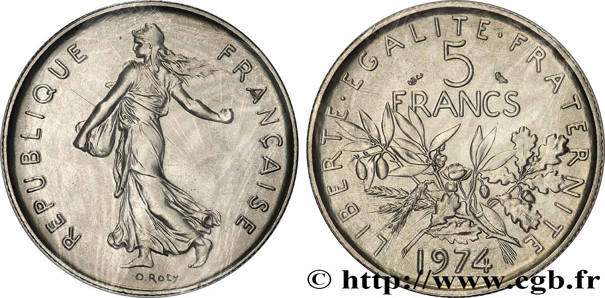 5 francs Semeuse, nickel 1974 Pessac F.341/6 MS
