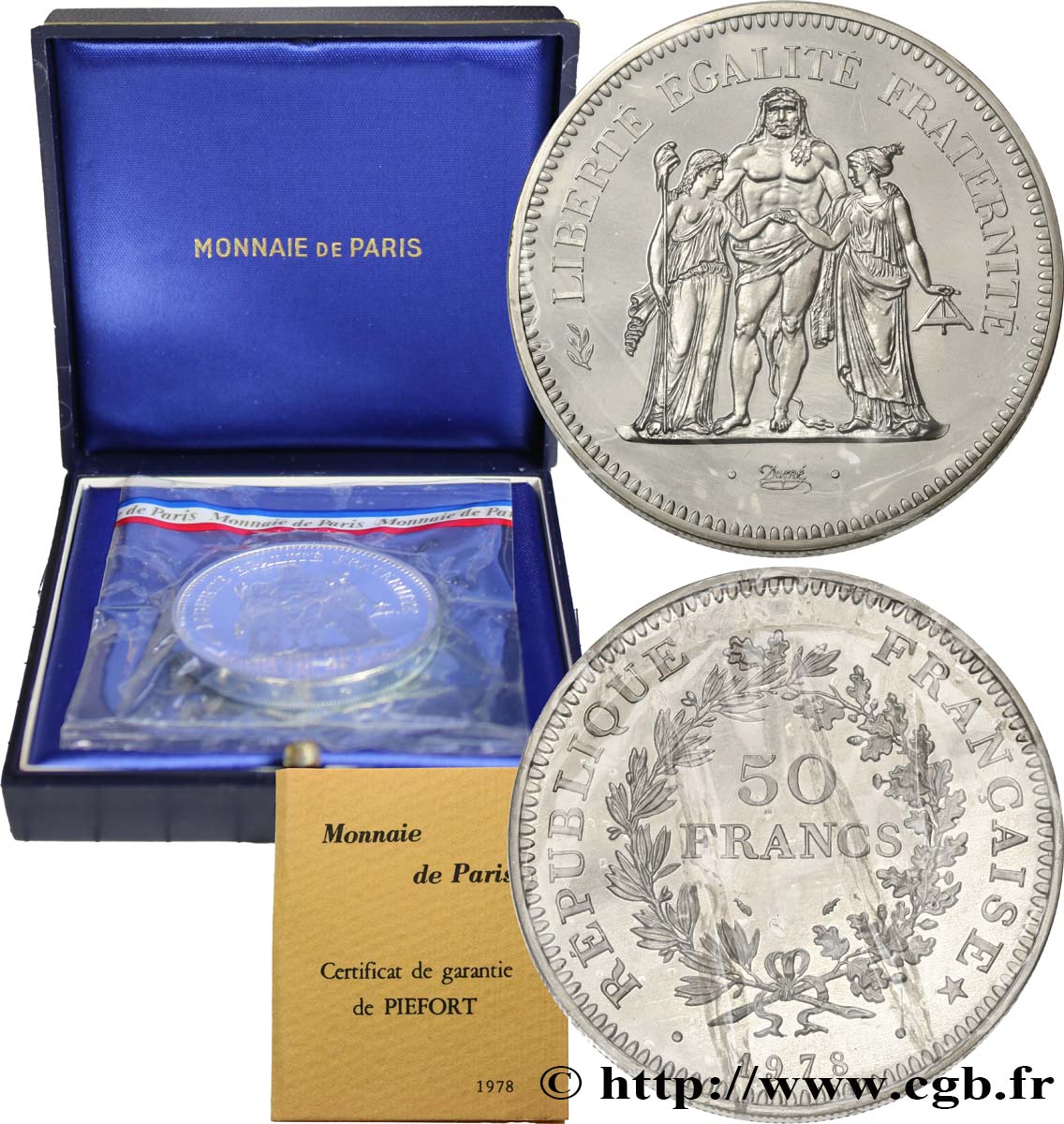 Piéfort Argent de 50 francs Hercule 1978  GEM.223 P1 MS 