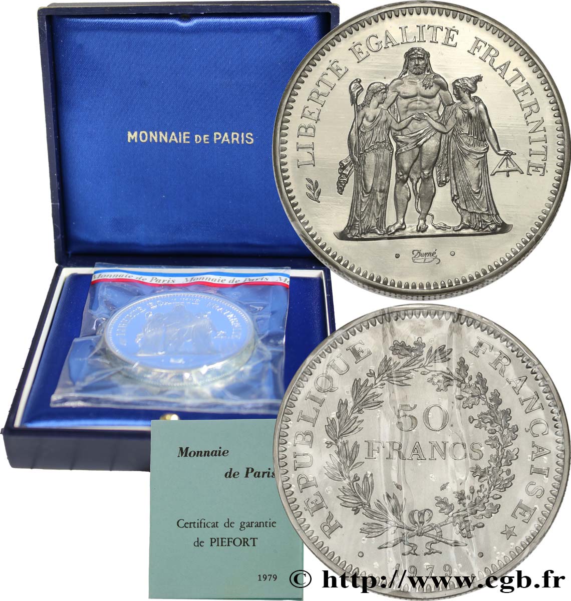 Piéfort Argent de 50 francs Hercule  1979 Pessac GEM.223 P1 MS 