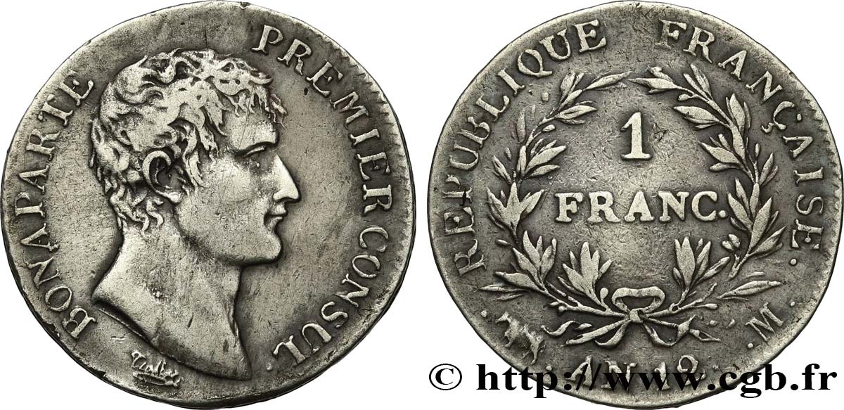 1 franc Bonaparte Premier Consul 1804 Toulouse F.200/16 q.BB 