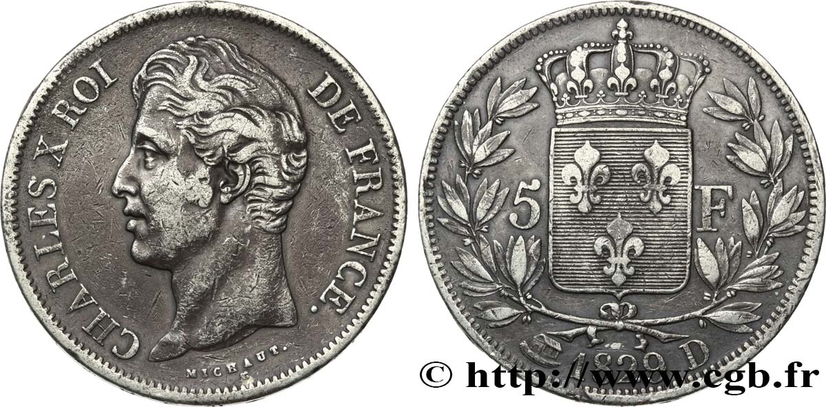 5 francs Charles X, 2e type 1829 Lyon F.311/30 q.BB 