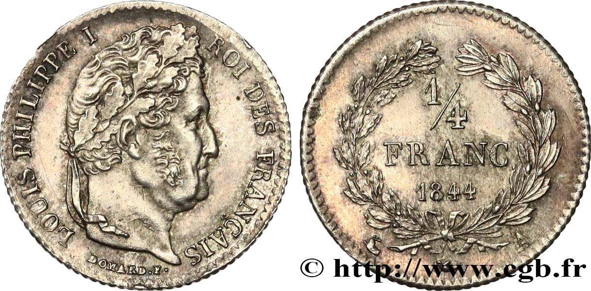 1/4 franc Louis-Philippe 1844 Paris F.166/97 fST63 