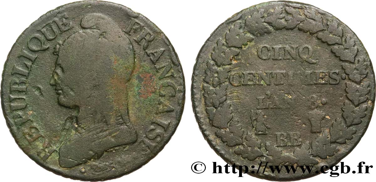Cinq centimes Dupré, grand module 1800 Strasbourg F.115/117 TB15