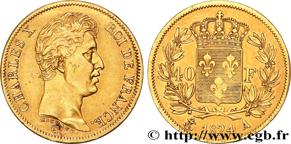 40 francs or Charles X, 1er type 1824 Paris F.543/1 SS 
