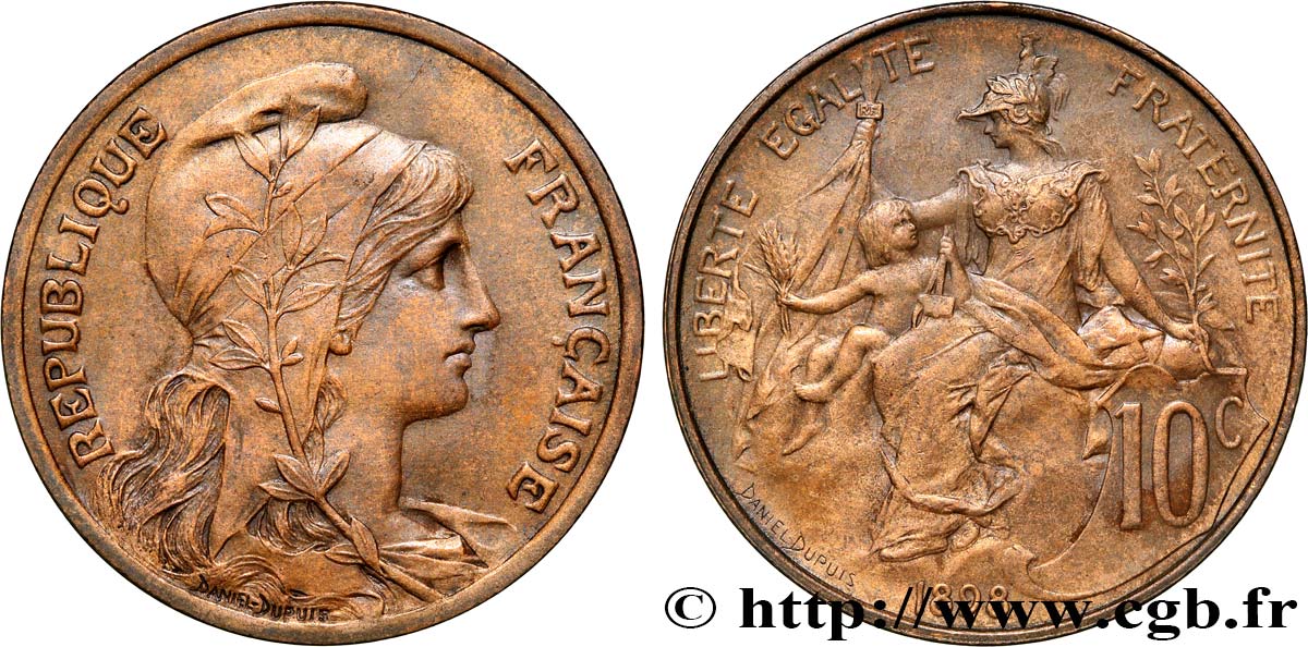 10 centimes Daniel-Dupuis, Flan Mat 1898  F.136/6 MS63 