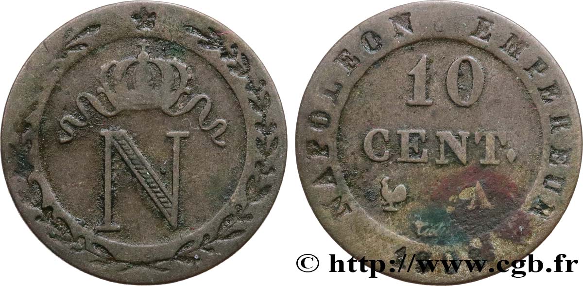10 cent. à l N couronnée 1808 Paris F.130/2 S 