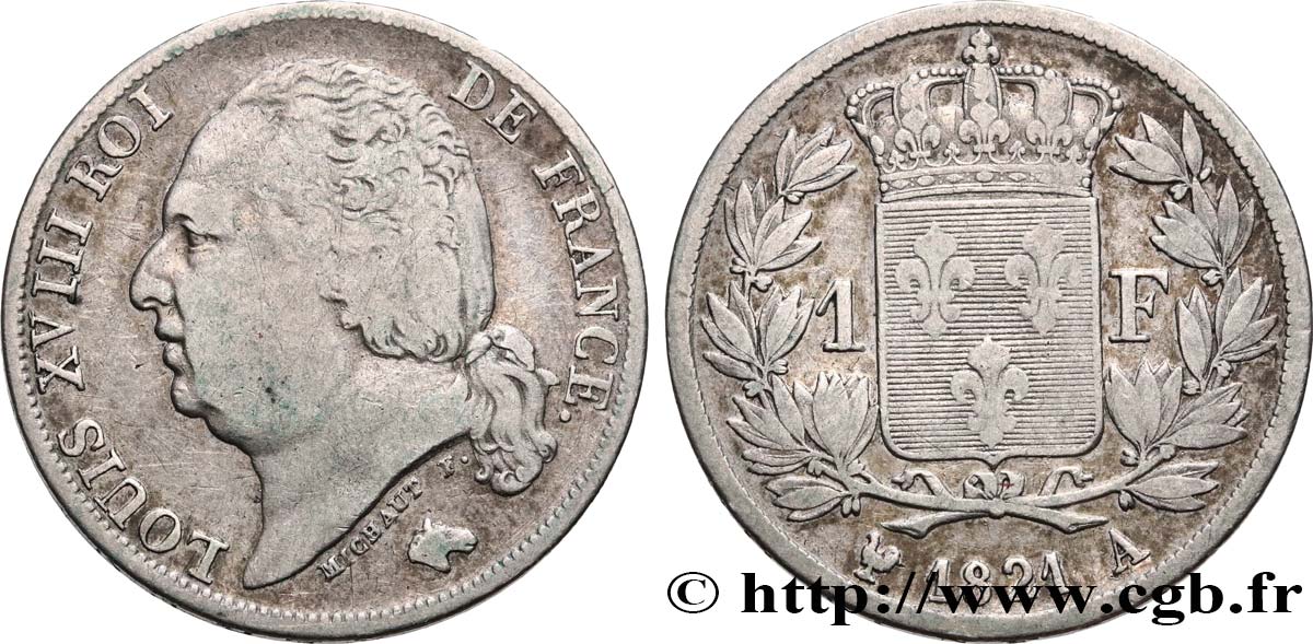 1 franc Louis XVIII 1821 Paris F.206/36 MB25 