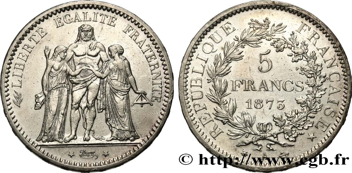 5 francs Hercule 1873 Paris F.334/9 fVZ 