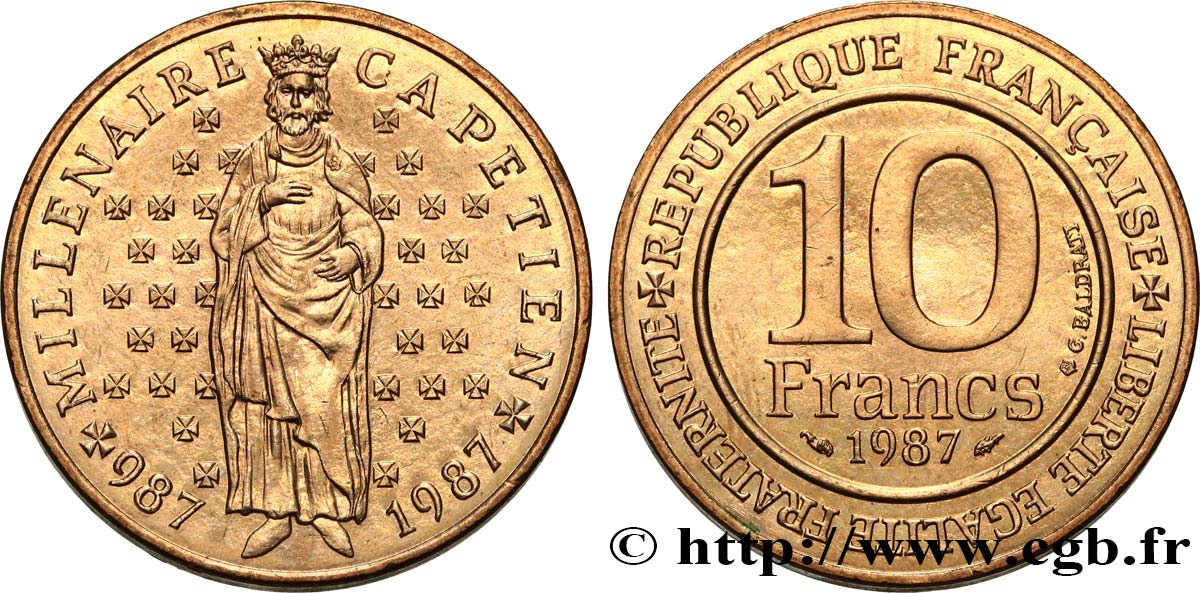 10 francs Millénaire Capétien 1987 F.371/2 MS62
