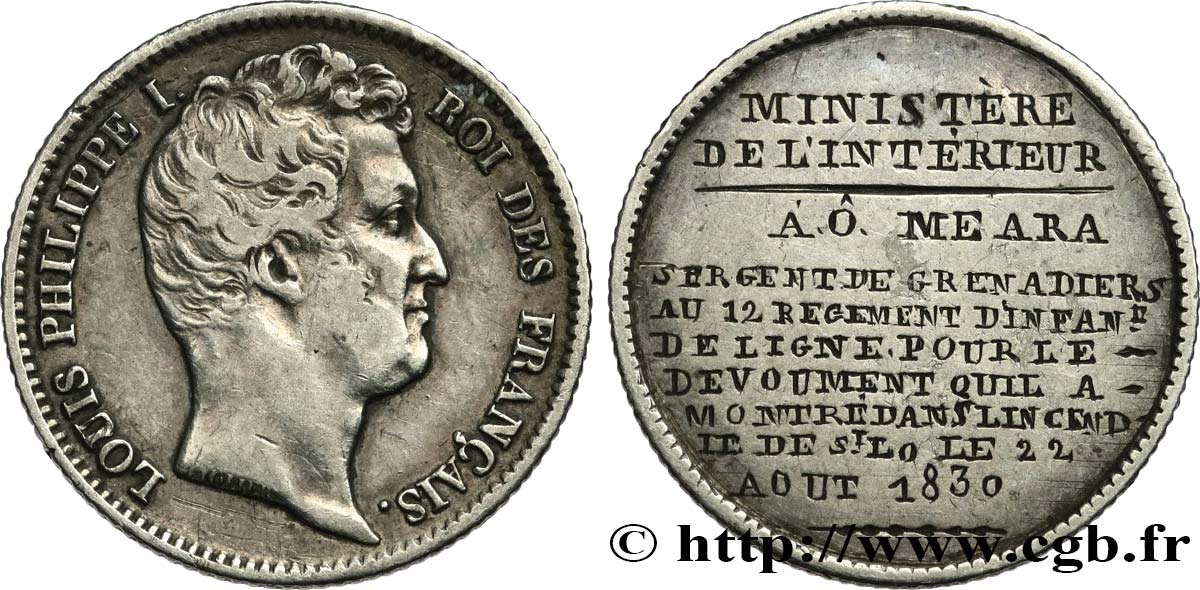 1 franc Louis-Philippe, tête nue, transformée en médaille commémorative n.d.  F.209/- q.BB 