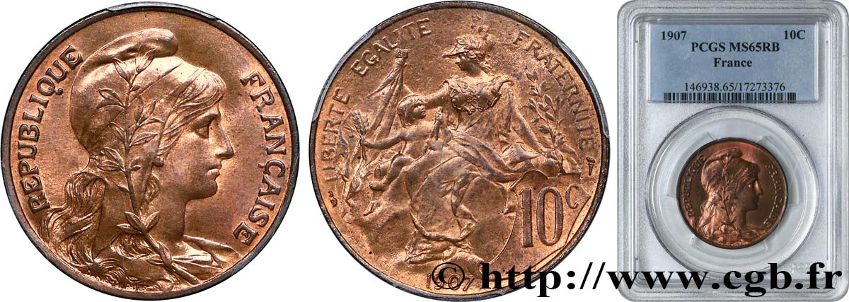 10 centimes Daniel-Dupuis 1907  F.136/16 MS65 PCGS