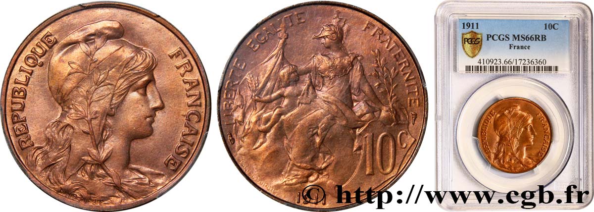 10 centimes Daniel-Dupuis 1911  F.136/20 MS66 PCGS