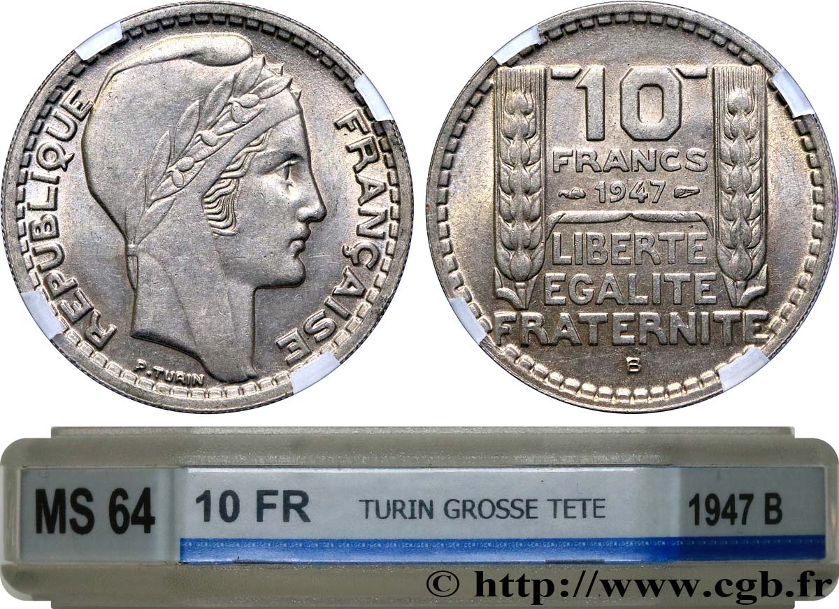 10 francs Turin, grosse tête 1947 Beaumont-Le-Roger F.361A/5 MS64 GENI