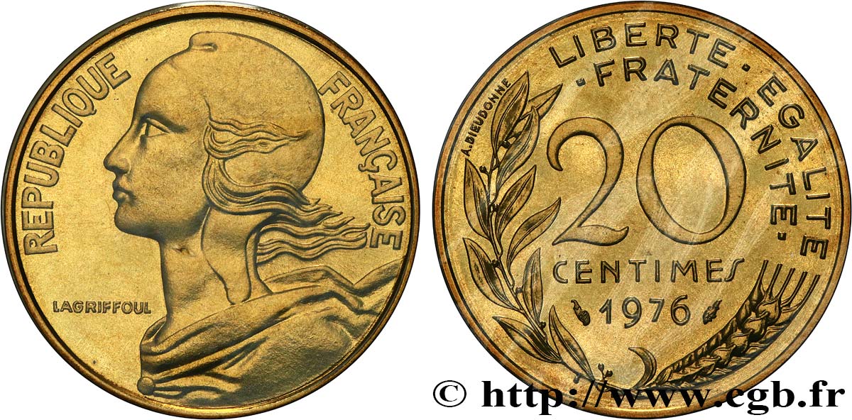 20 centimes Marianne 1976 Pessac F.156/16 MS