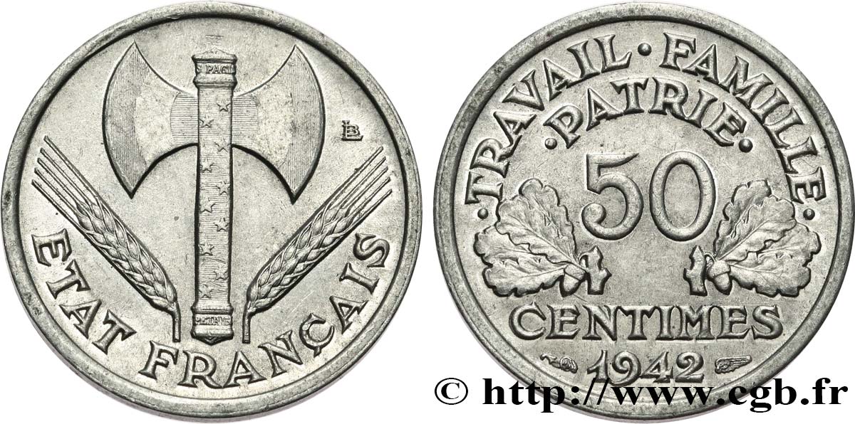 50 centimes Francisque, lourde 1942 F.195/3 SUP58